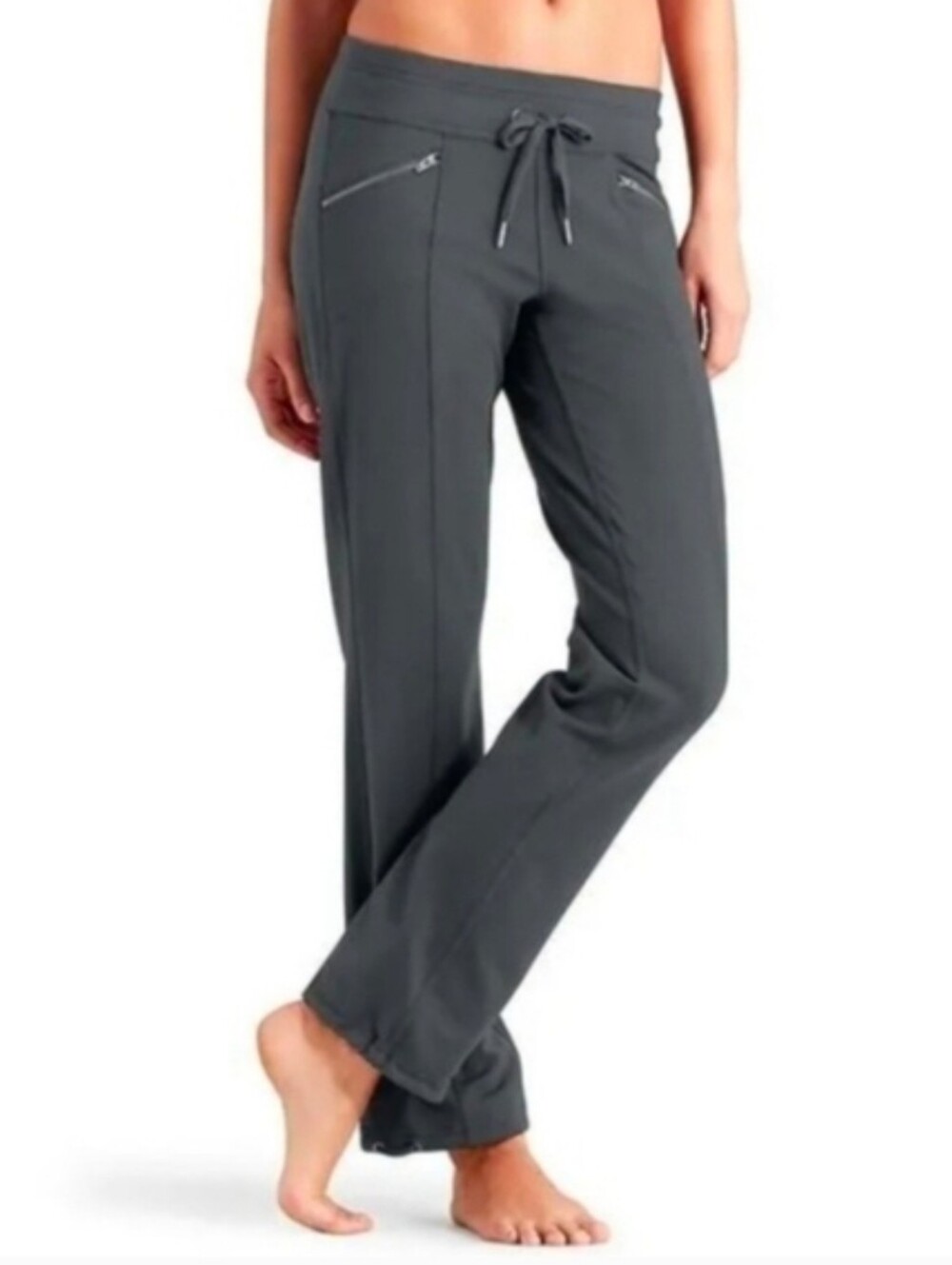 Athleta Charcoal Drawstring Track Pants with Zipper Pockets